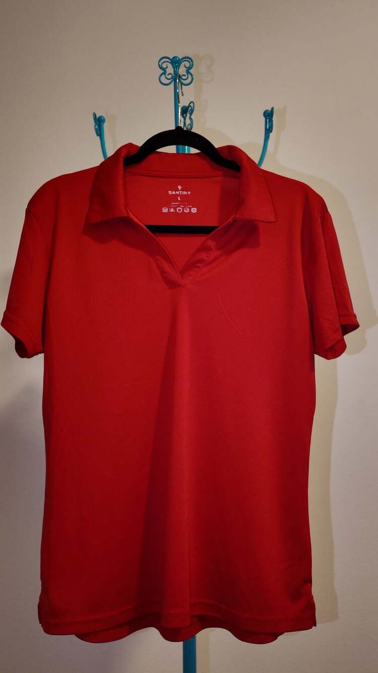 SANTINY Women's Quick-Dry V-Neck Golf Polo Shirt Large